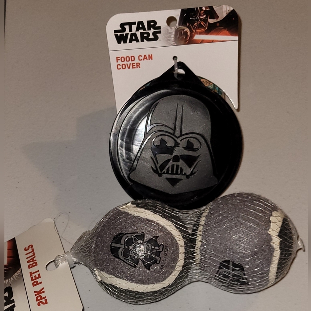 Star Wars Darth Vader Black Food Can Cover and Gray Pet Balls